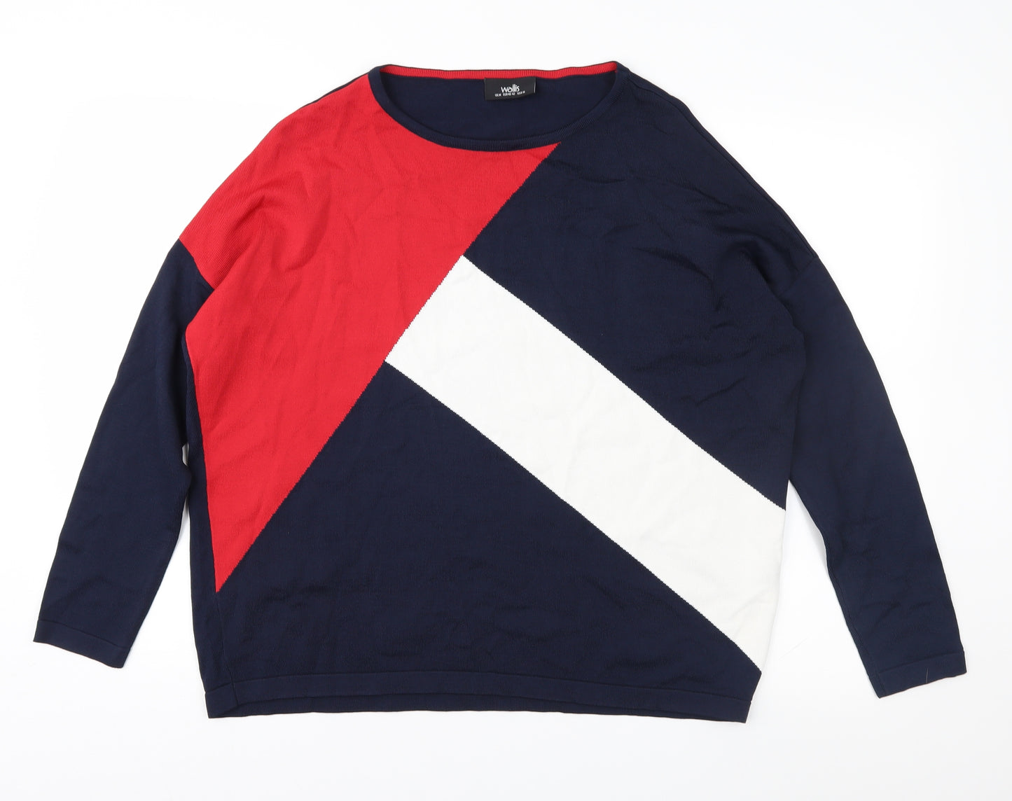 Wallis Womens Blue Geometric  Pullover Jumper Size M