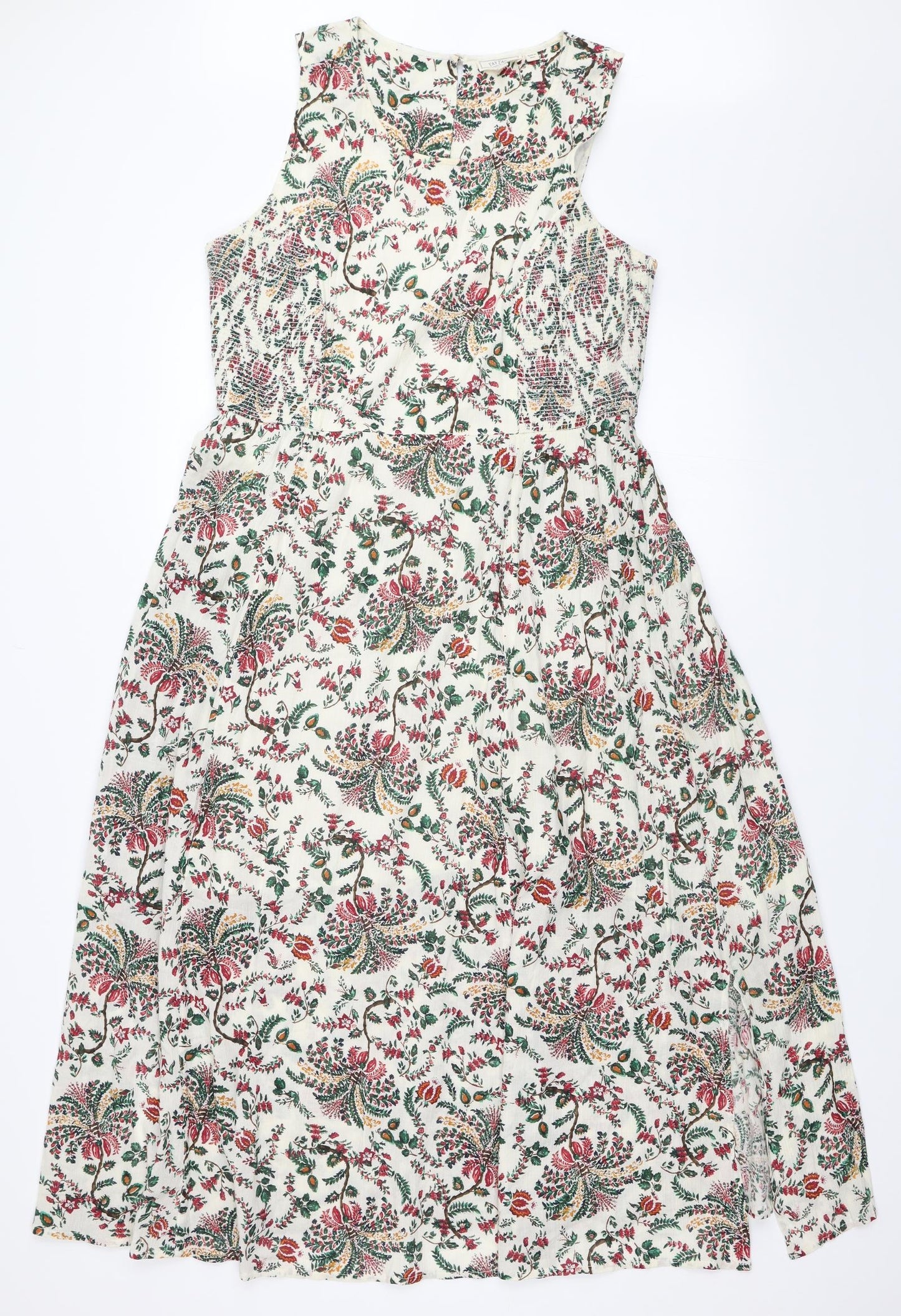Fat Face Womens Ivory Floral  Fit & Flare  Size 14