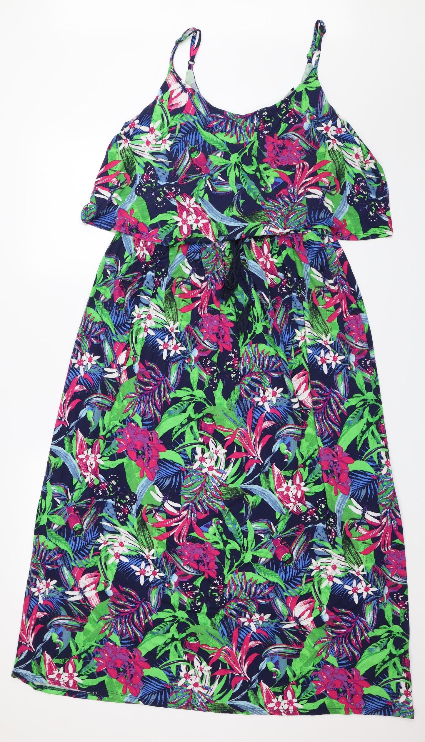 George Womens Blue Floral  Fit & Flare  Size 16