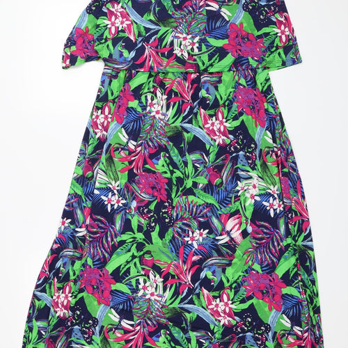 George Womens Blue Floral  Fit & Flare  Size 16