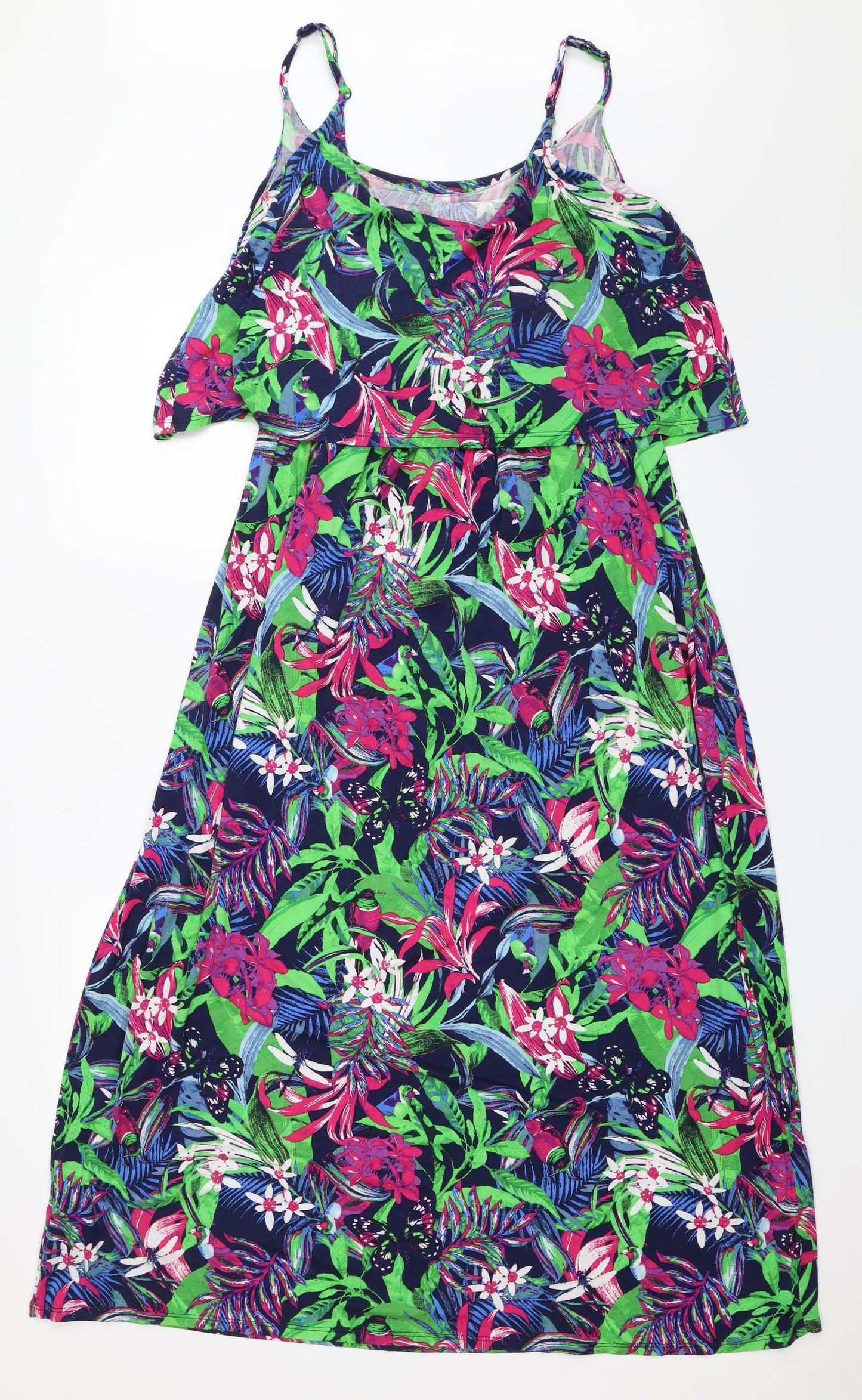 George Womens Blue Floral  Fit & Flare  Size 16