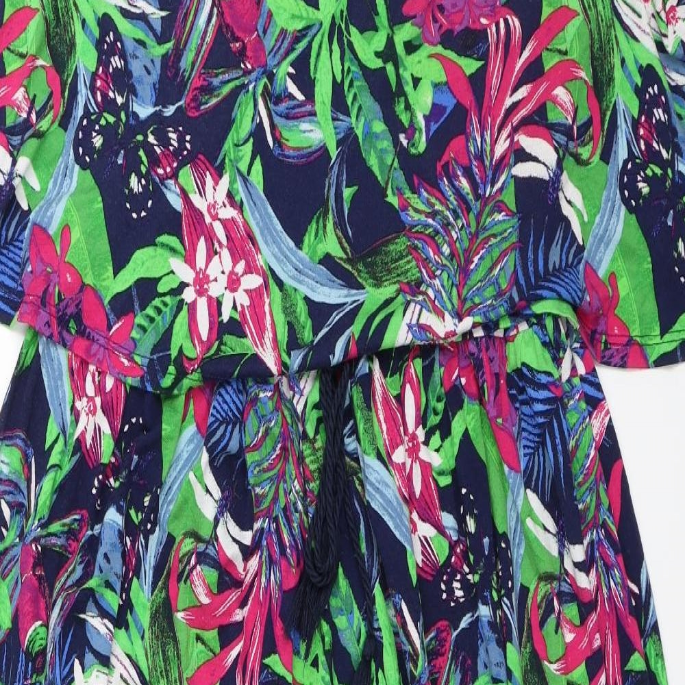George Womens Blue Floral  Fit & Flare  Size 16