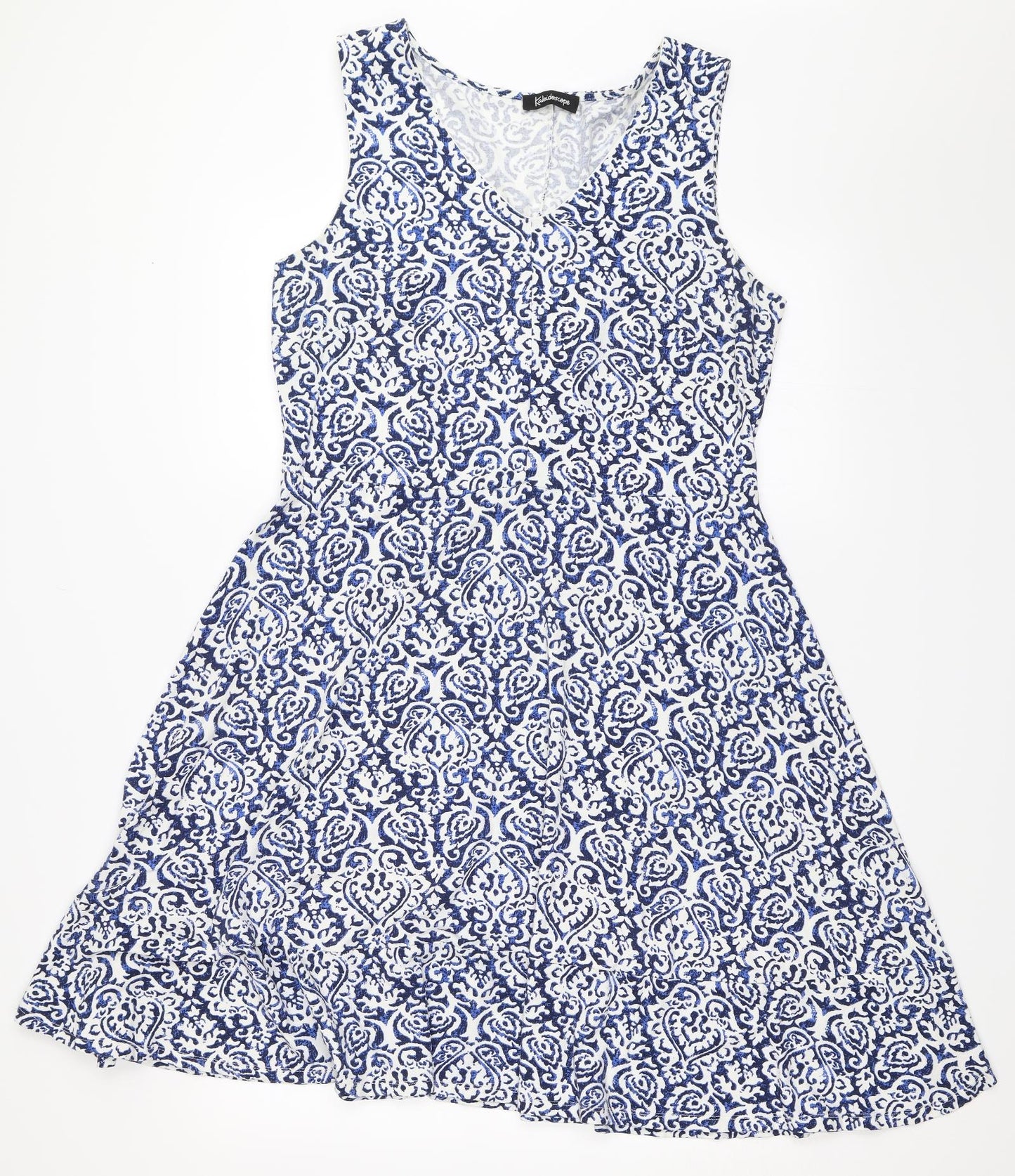 Kaleidoscope Womens Blue Geometric  Fit & Flare  Size 16