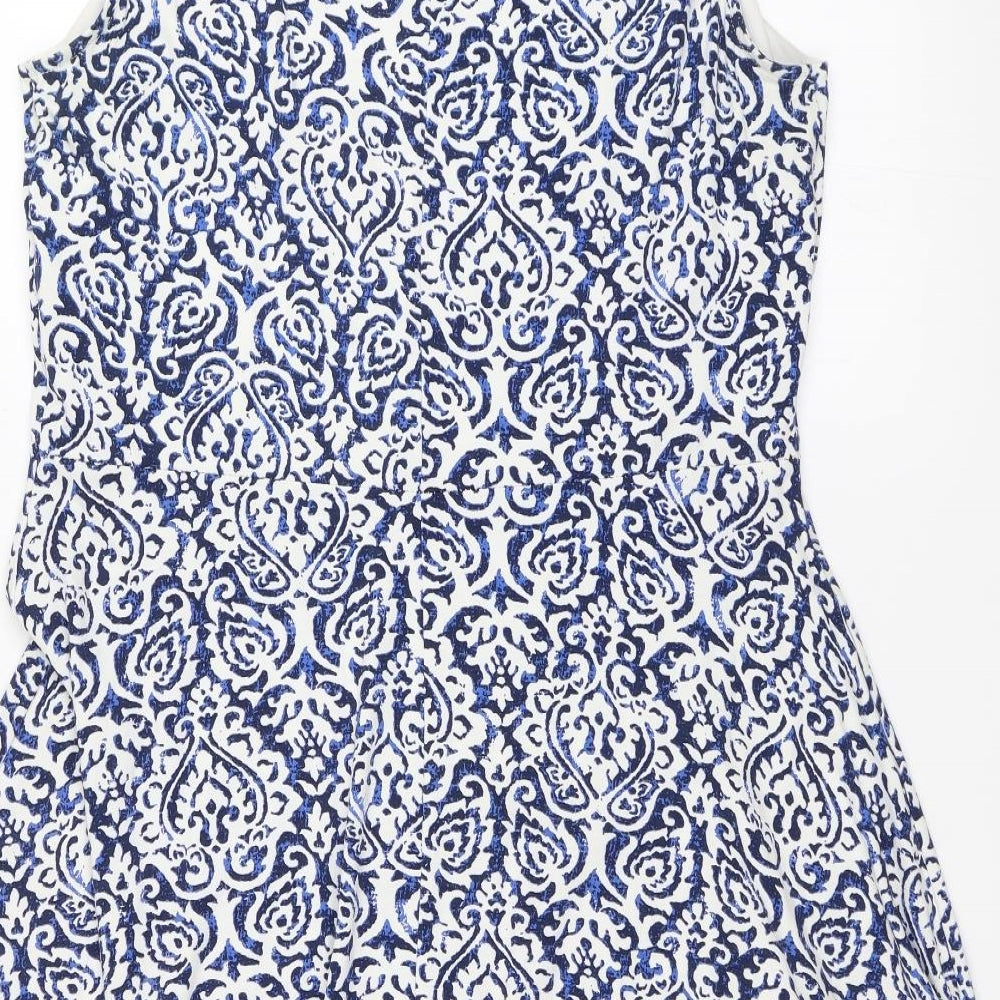 Kaleidoscope Womens Blue Geometric  Fit & Flare  Size 16