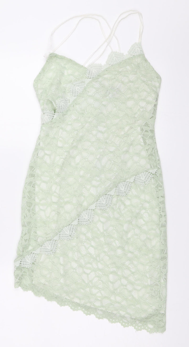 Topshop Womens Green Lace Mini Size 8