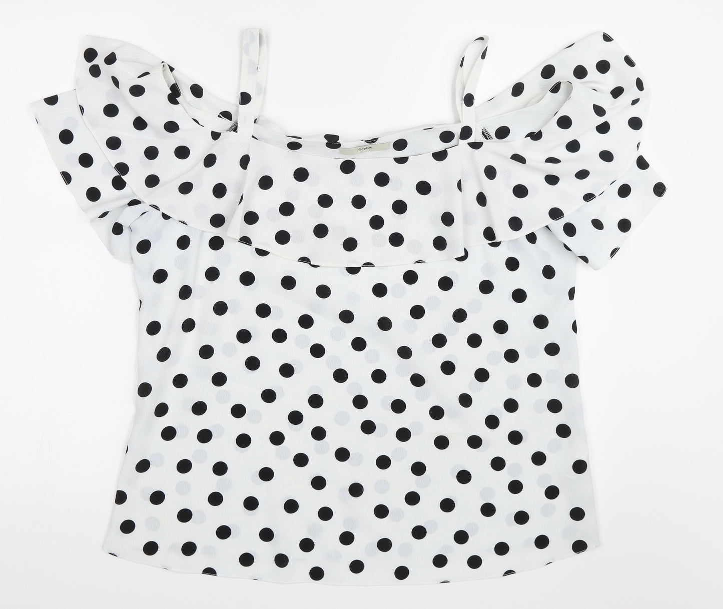 George Womens White Polka Dot  Basic Blouse Size 16