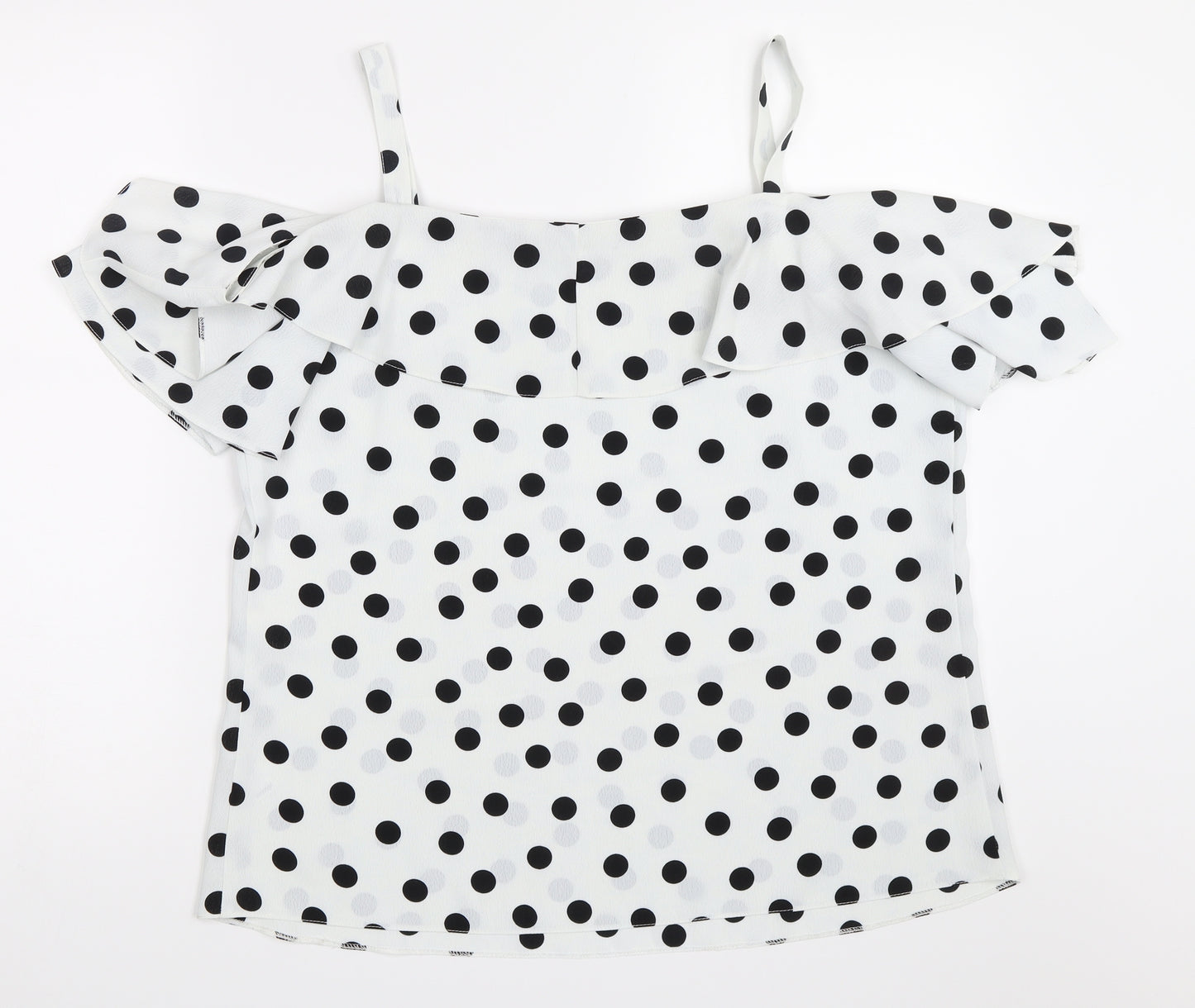 George Womens White Polka Dot  Basic Blouse Size 16