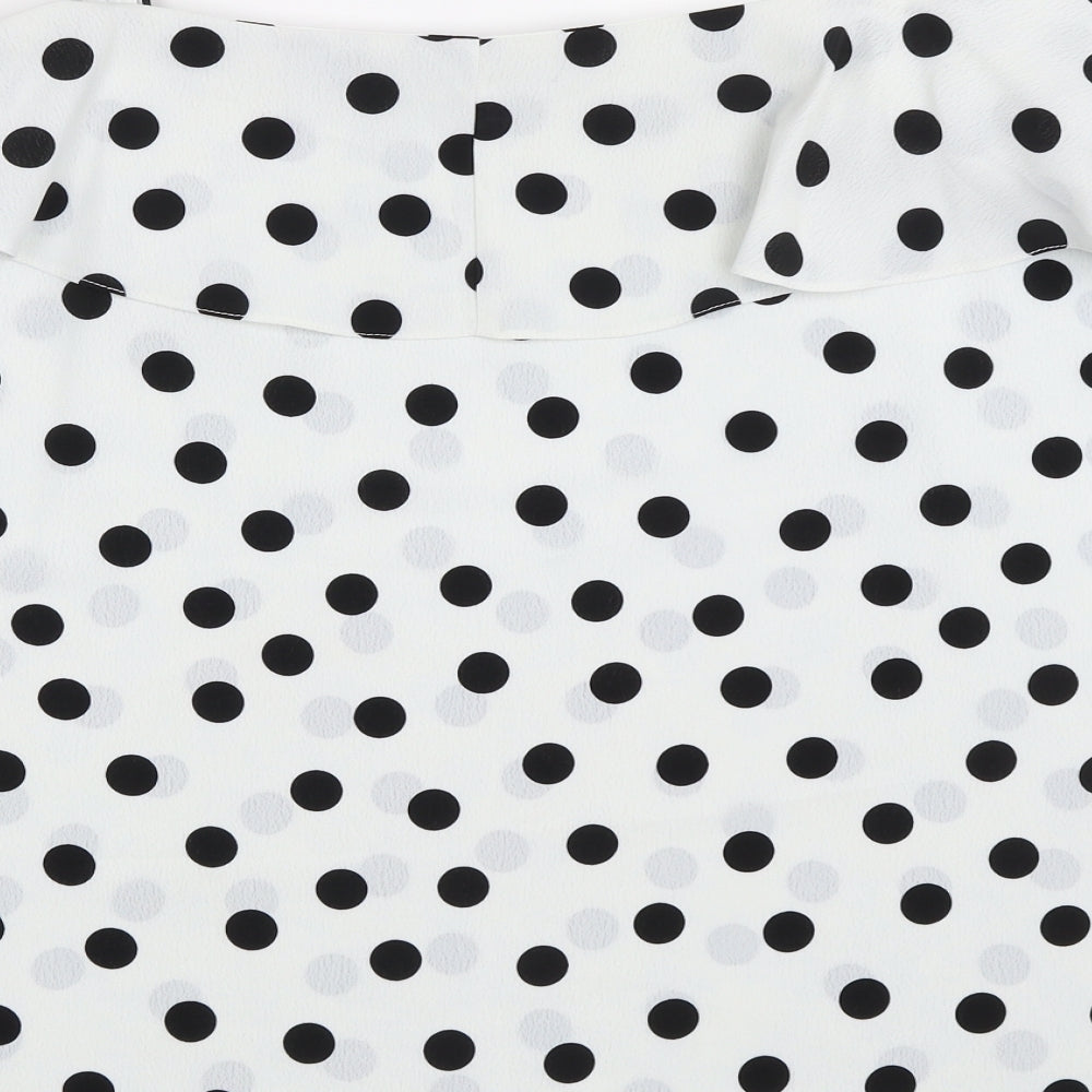 George Womens White Polka Dot  Basic Blouse Size 16