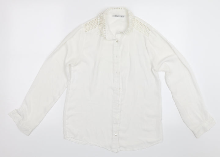 ES Womens White Basic Button-Up Size M