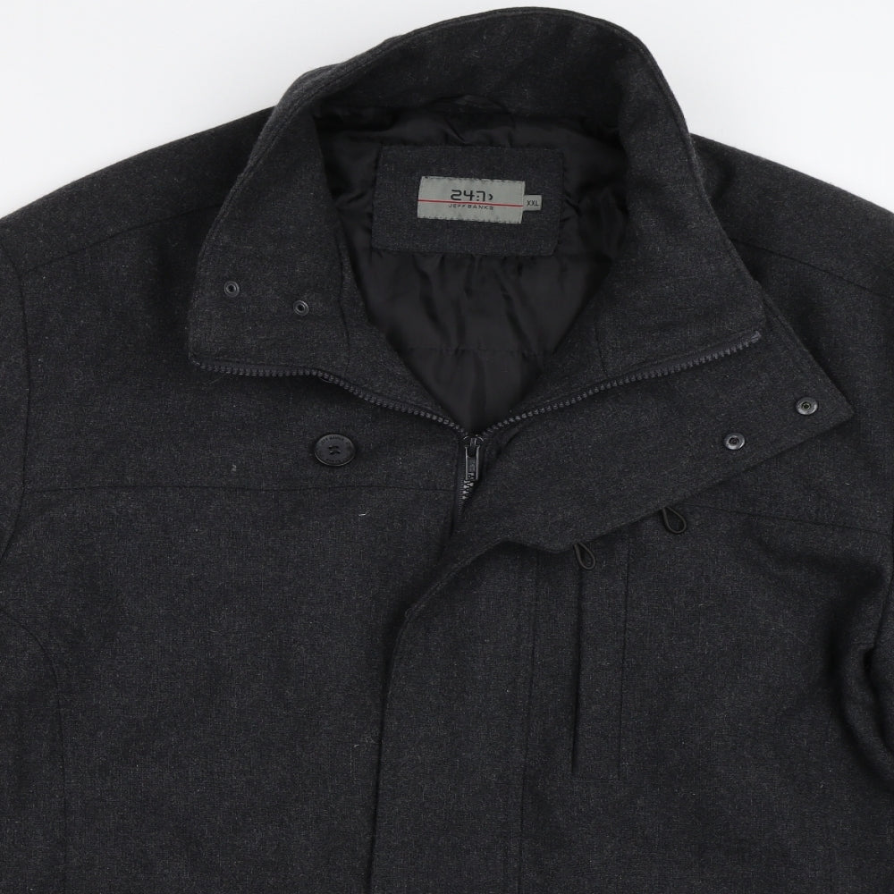 Jeff Banks Mens Grey   Overcoat Coat Size 2XL