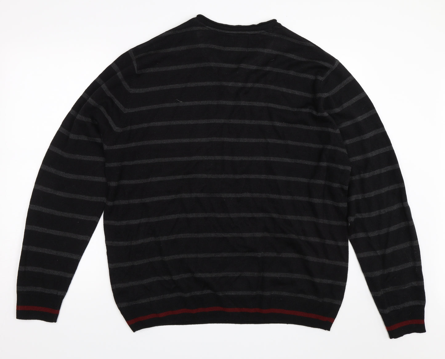 Burton Mens Black Striped  Pullover Jumper Size 2XL