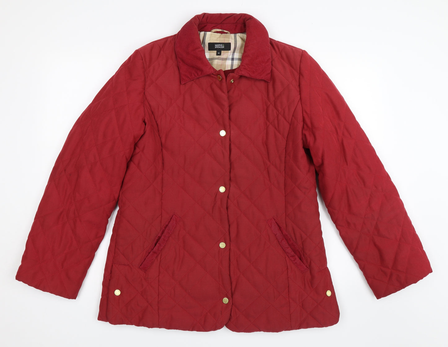 Marks and Spencer Womens Red   Quilted Coat Size 12