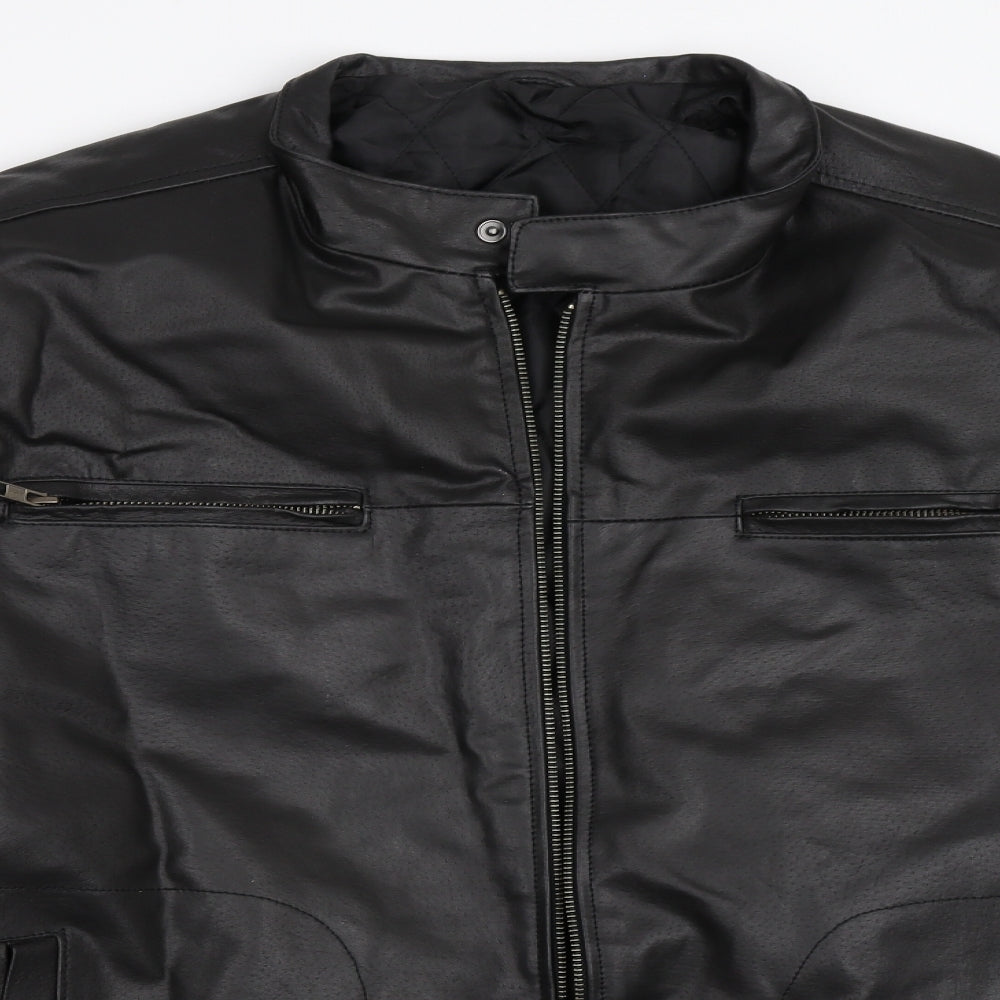 F&F Mens Black   Biker Coat Size XL