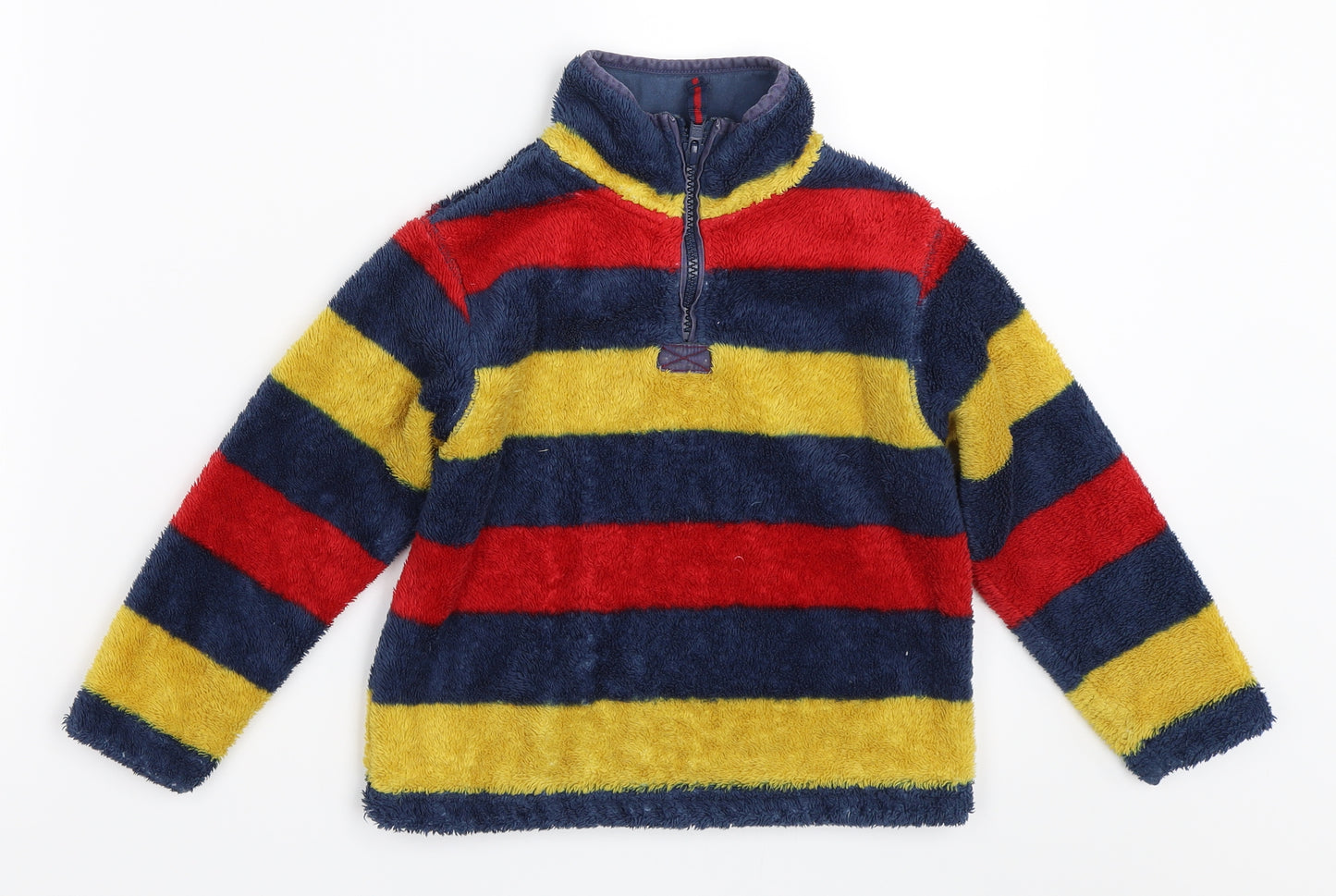 John Lewis Boys Blue Striped Fleece Henley Sweatshirt Size 3 Years