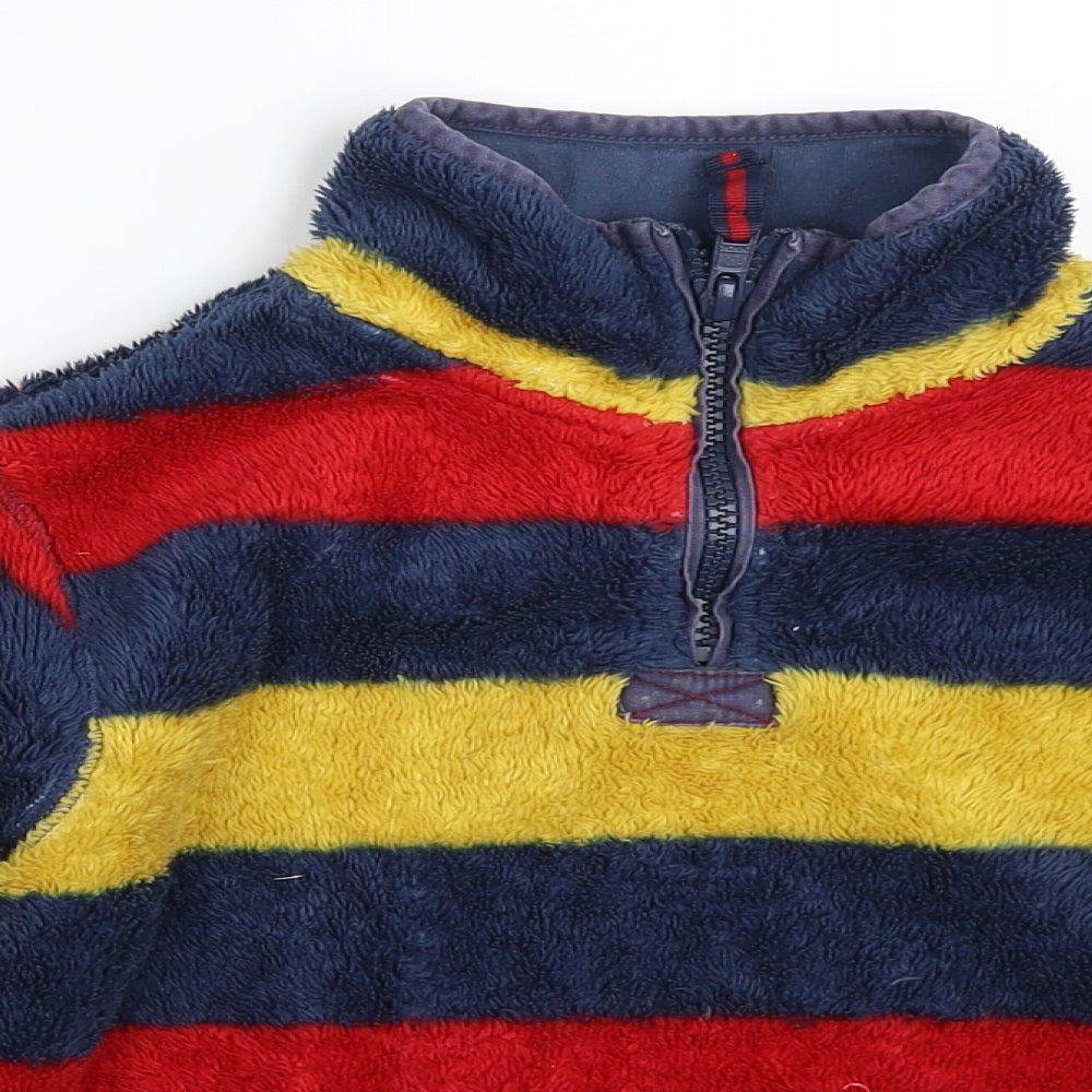 John Lewis Boys Blue Striped Fleece Henley Sweatshirt Size 3 Years
