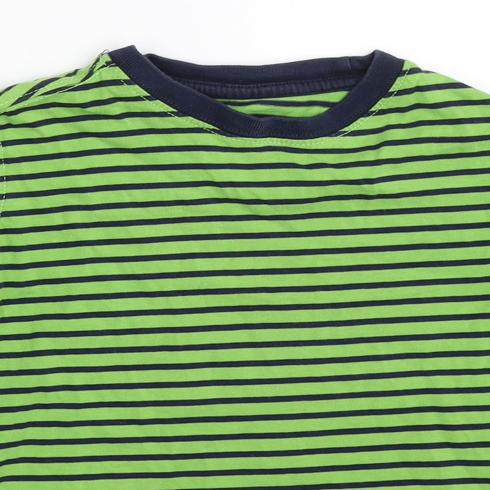 Preworn Boys Green Striped  Basic T-Shirt Size 4 Years