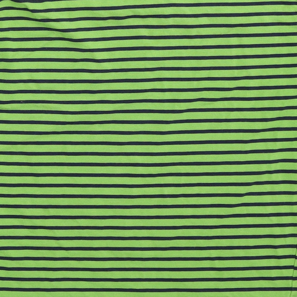 Preworn Boys Green Striped  Basic T-Shirt Size 4 Years