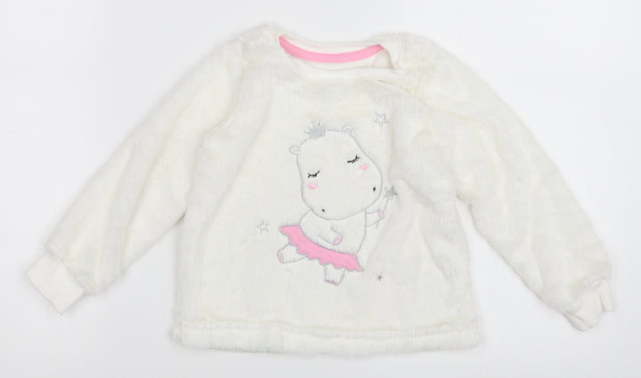 Matalan Girls White   Pullover Sweatshirt Size 2-3 Years