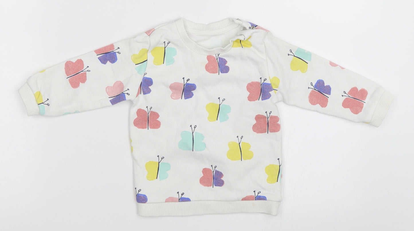 Marks and Spencer Girls White   Pullover Jumper Size 9-12 Months