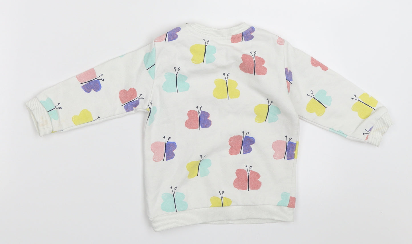 Marks and Spencer Girls White   Pullover Jumper Size 9-12 Months