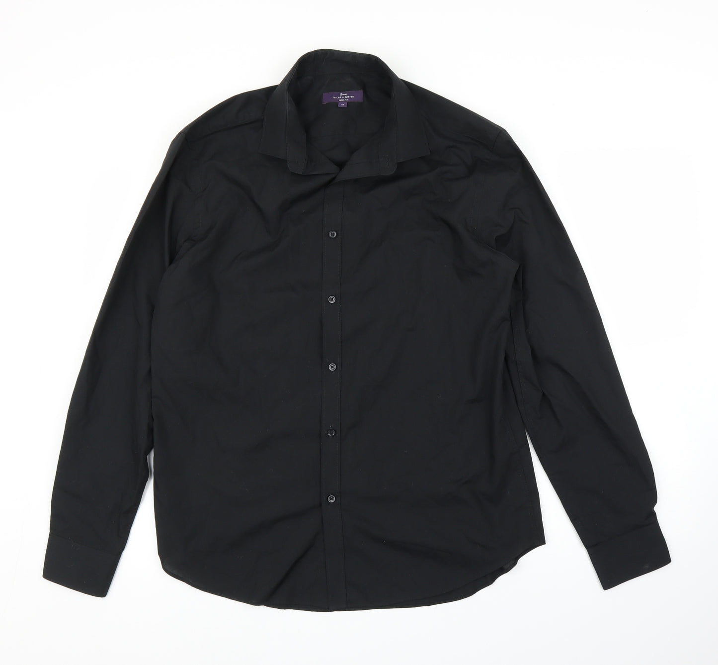 Tailor and Cutter Mens Black    Button-Up Size 16