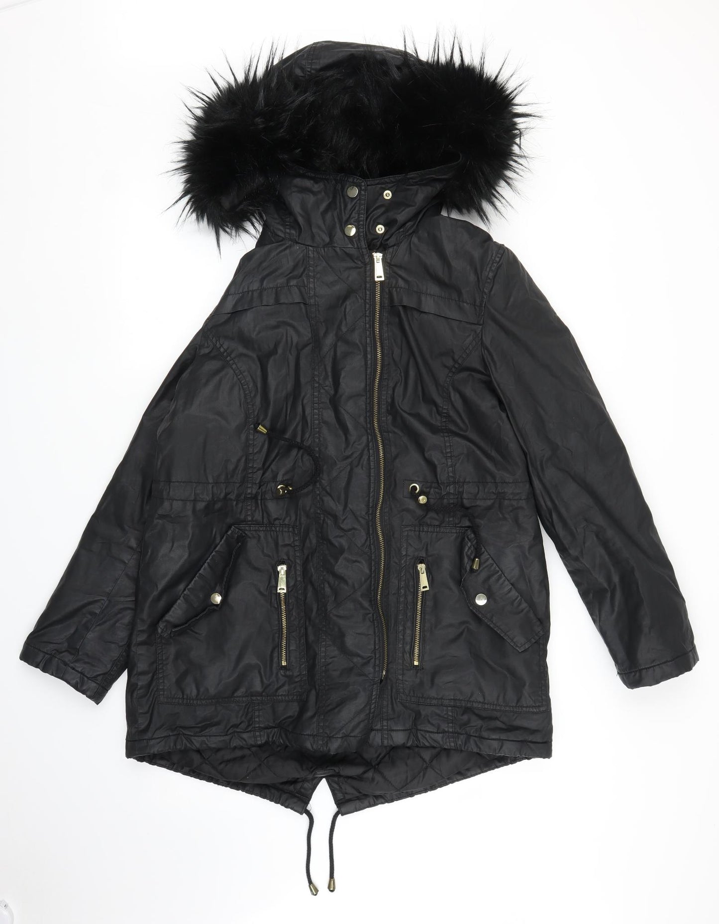 Primark Womens Black   Parka Coat Size 14