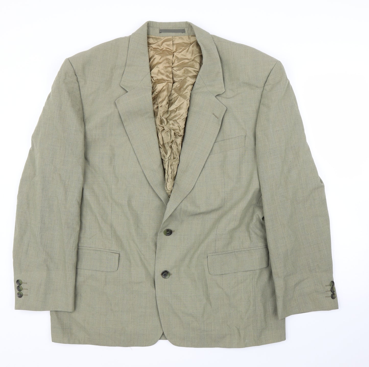Horne Brothers Mens Green Plaid  Jacket Suit Jacket Size 48