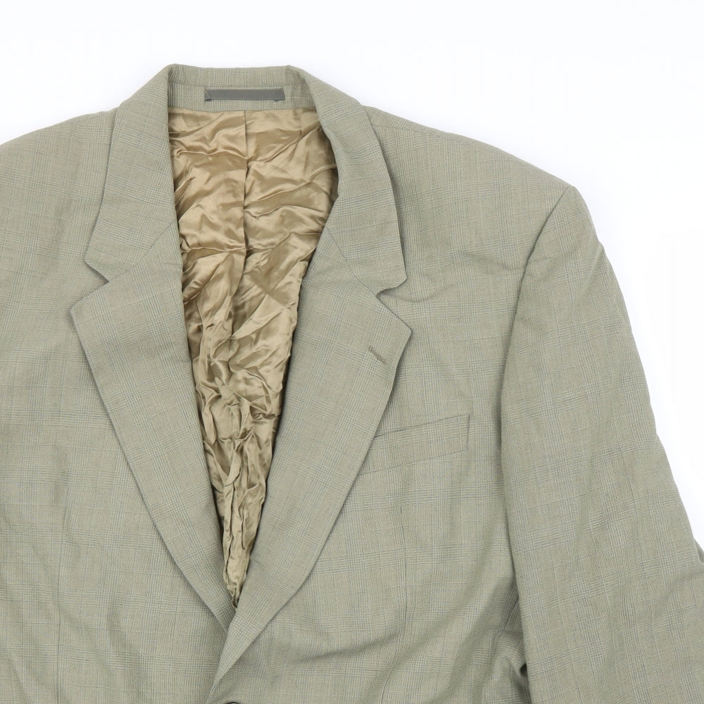 Horne Brothers Mens Green Plaid  Jacket Suit Jacket Size 48