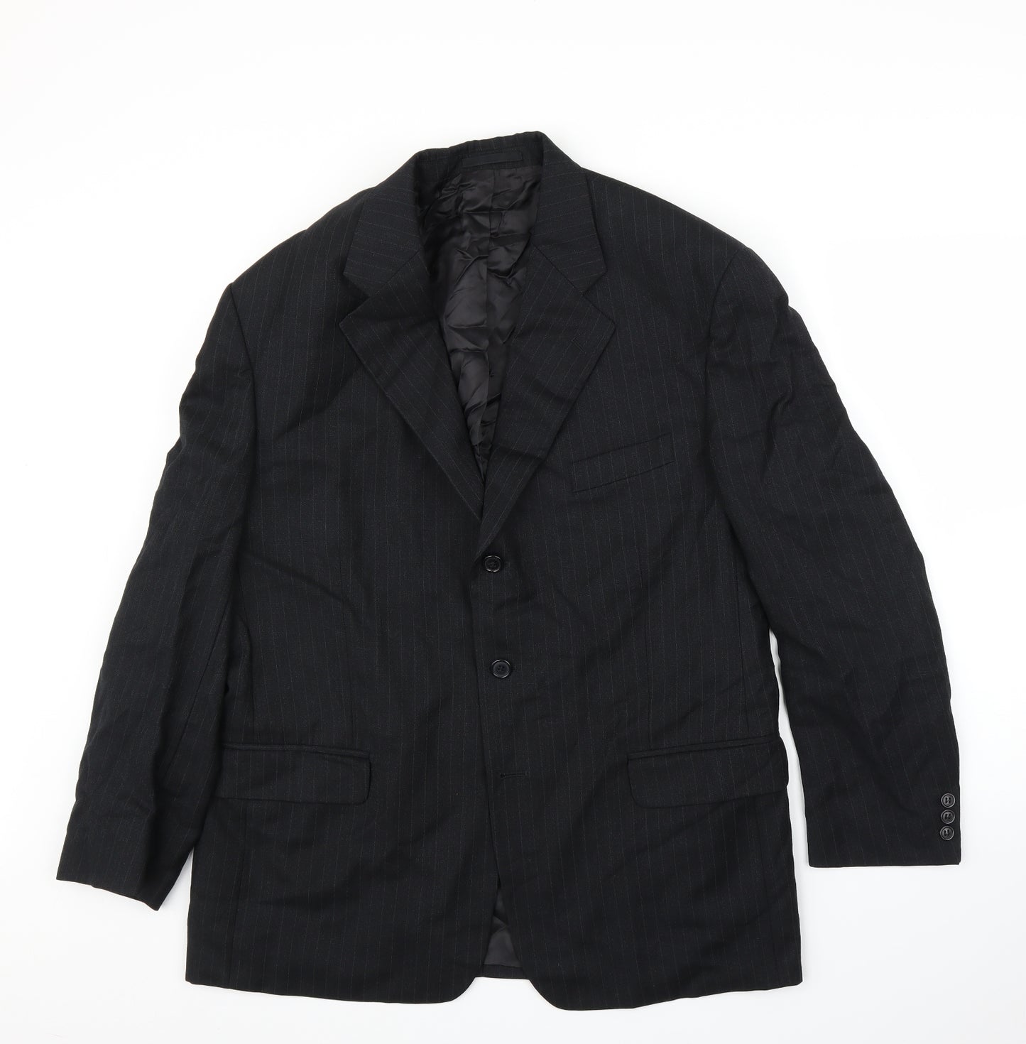 Ciro Citterio Mens Black Striped  Jacket Suit Jacket Size 46