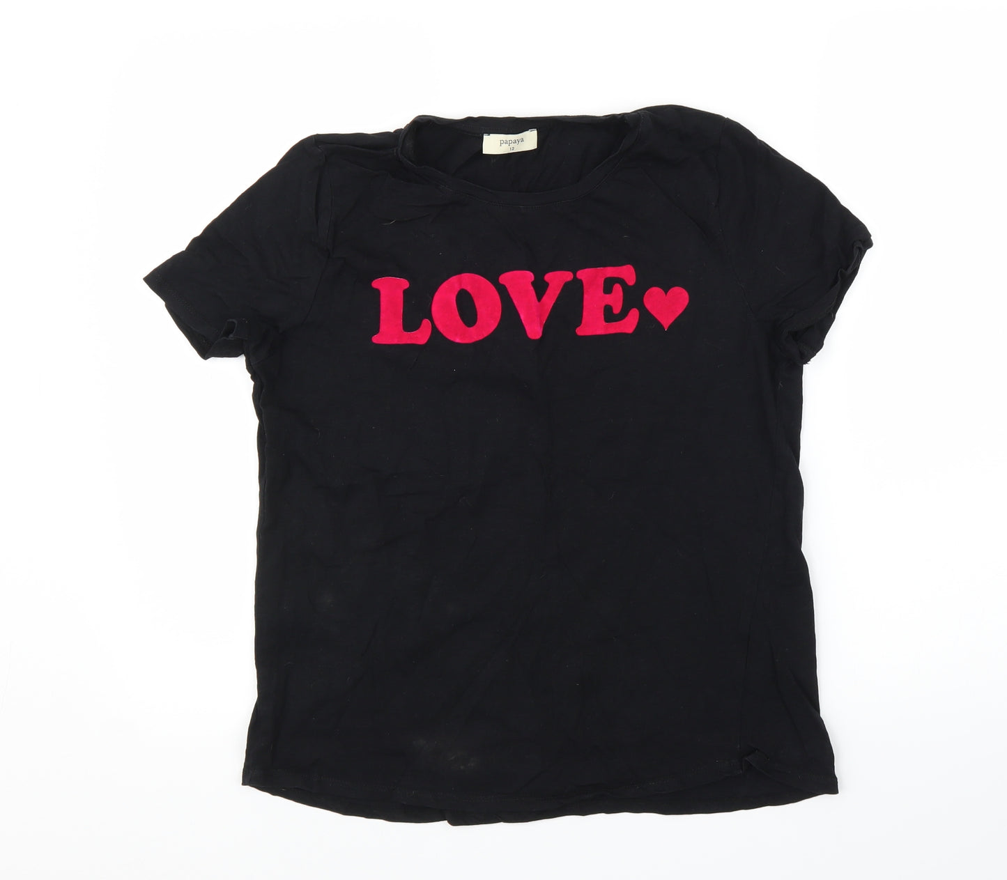 Papaya Womens Black   Basic T-Shirt Size 12