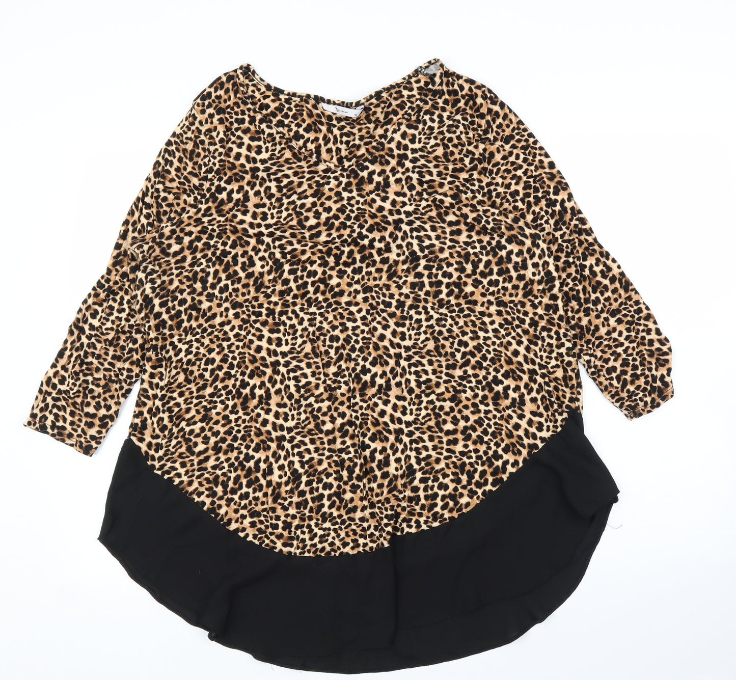 TU Womens Beige Animal Print  Tunic Blouse Size 16