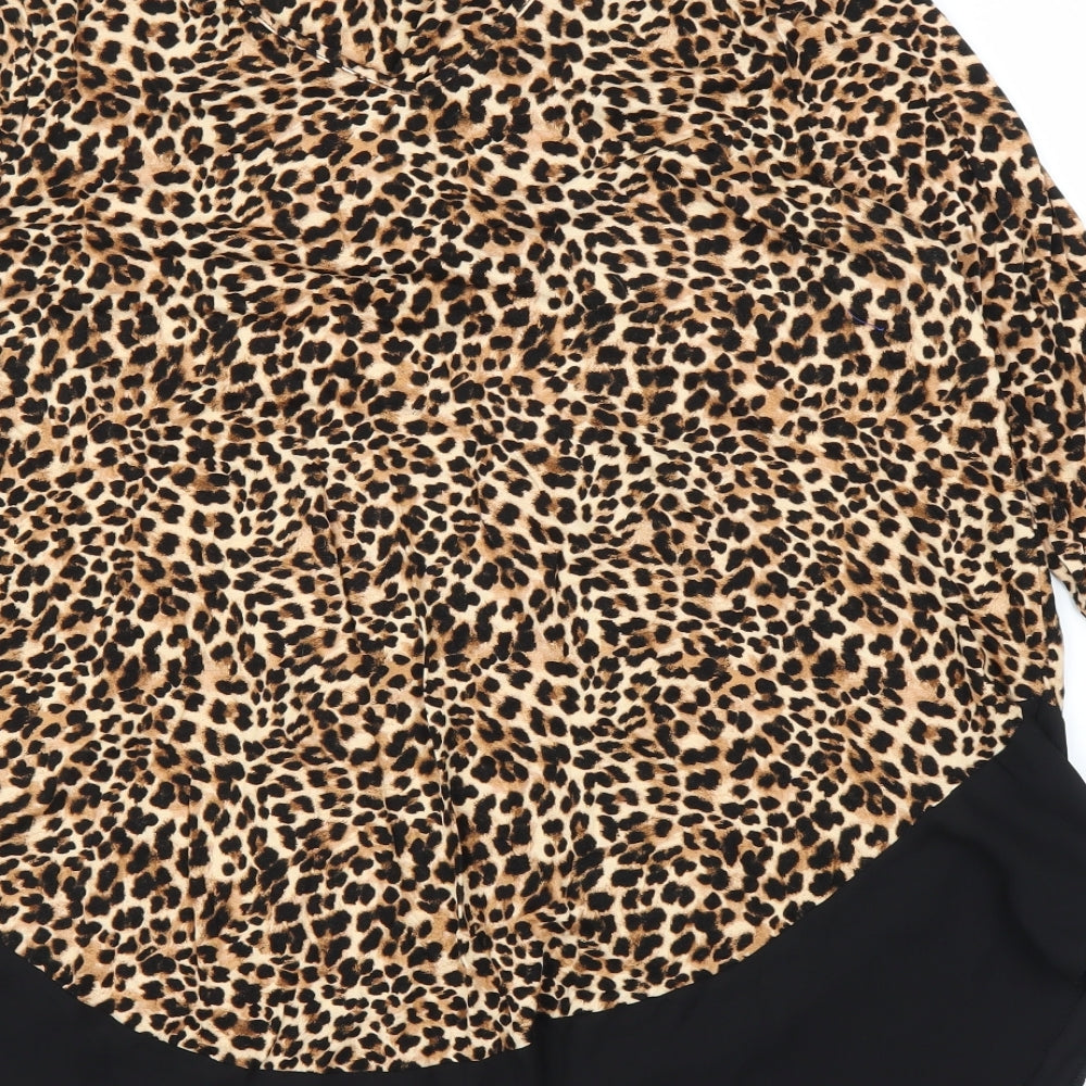 TU Womens Beige Animal Print  Tunic Blouse Size 16
