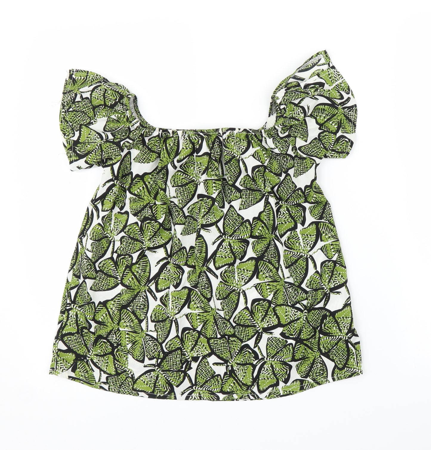 Primark Womens Green Animal Print  Basic Blouse Size 4  - Butterflies