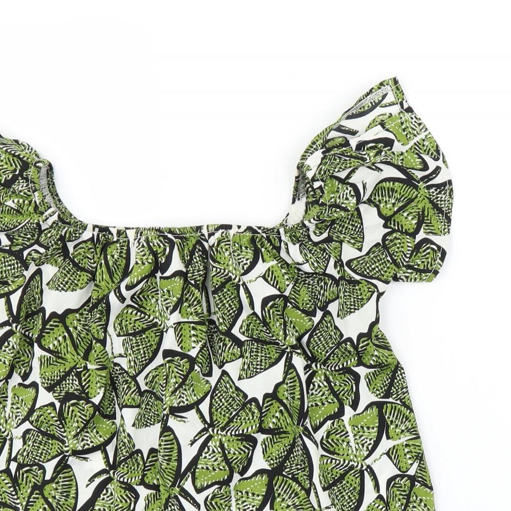 Primark Womens Green Animal Print  Basic Blouse Size 4  - Butterflies