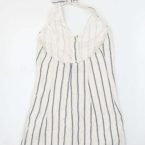FOREVER 21 Womens White Striped  A-Line  Size S