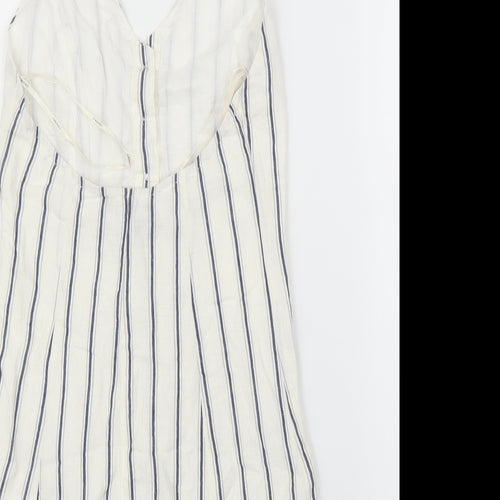 FOREVER 21 Womens White Striped  A-Line  Size S