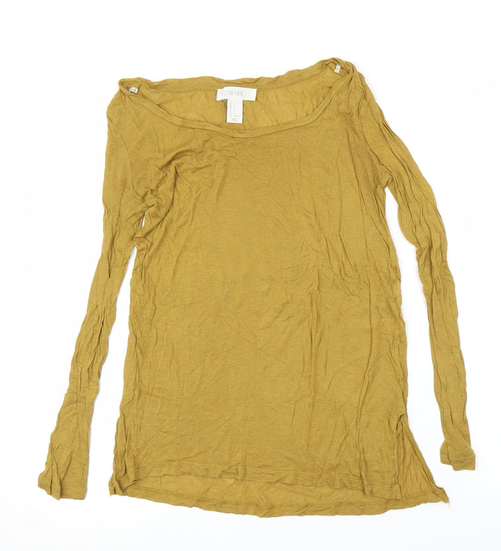 FOREVER 21 Womens Yellow Basic T-Shirt Size S