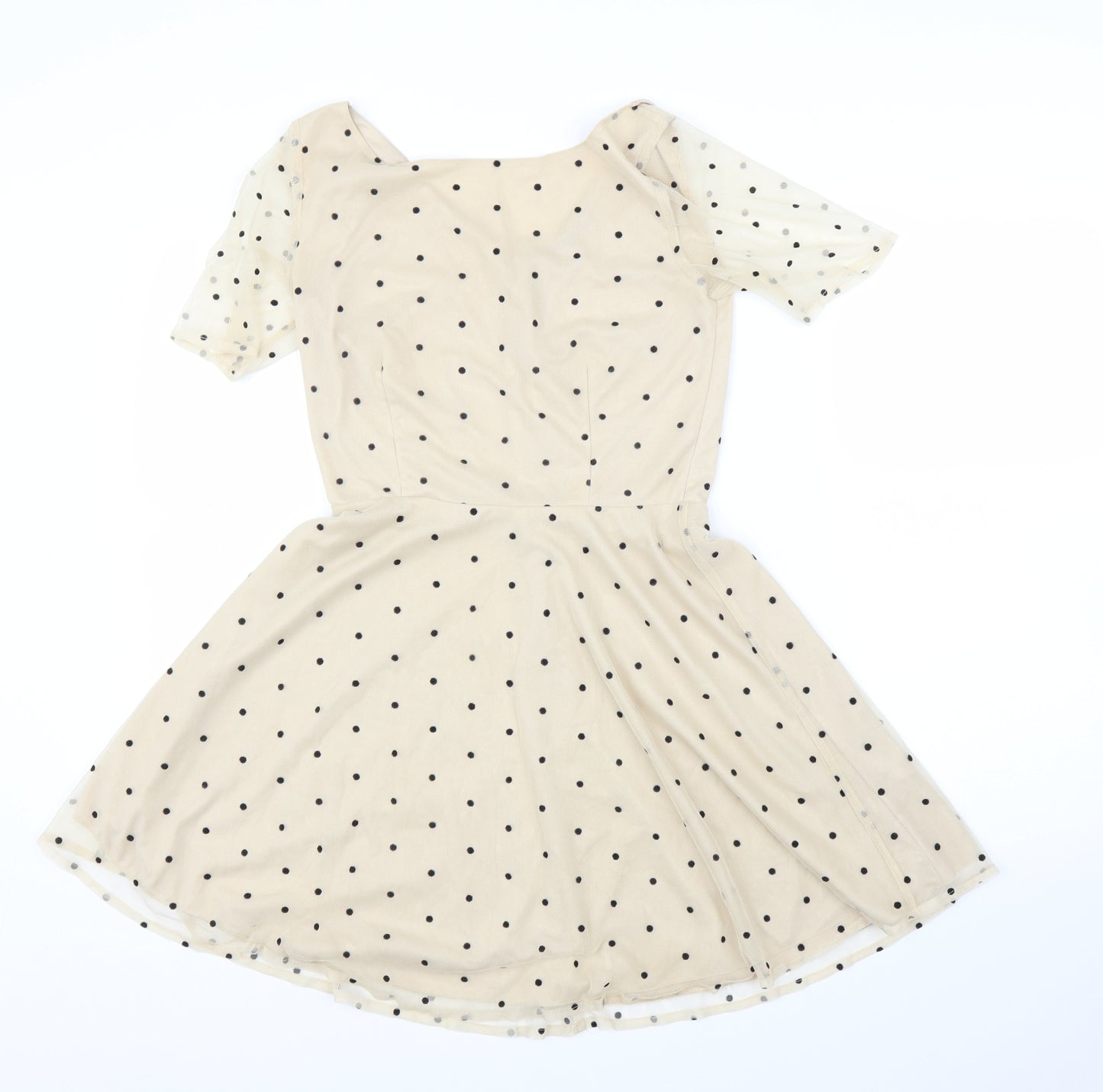 TFNC Womens Beige Polka Dot  A-Line  Size S