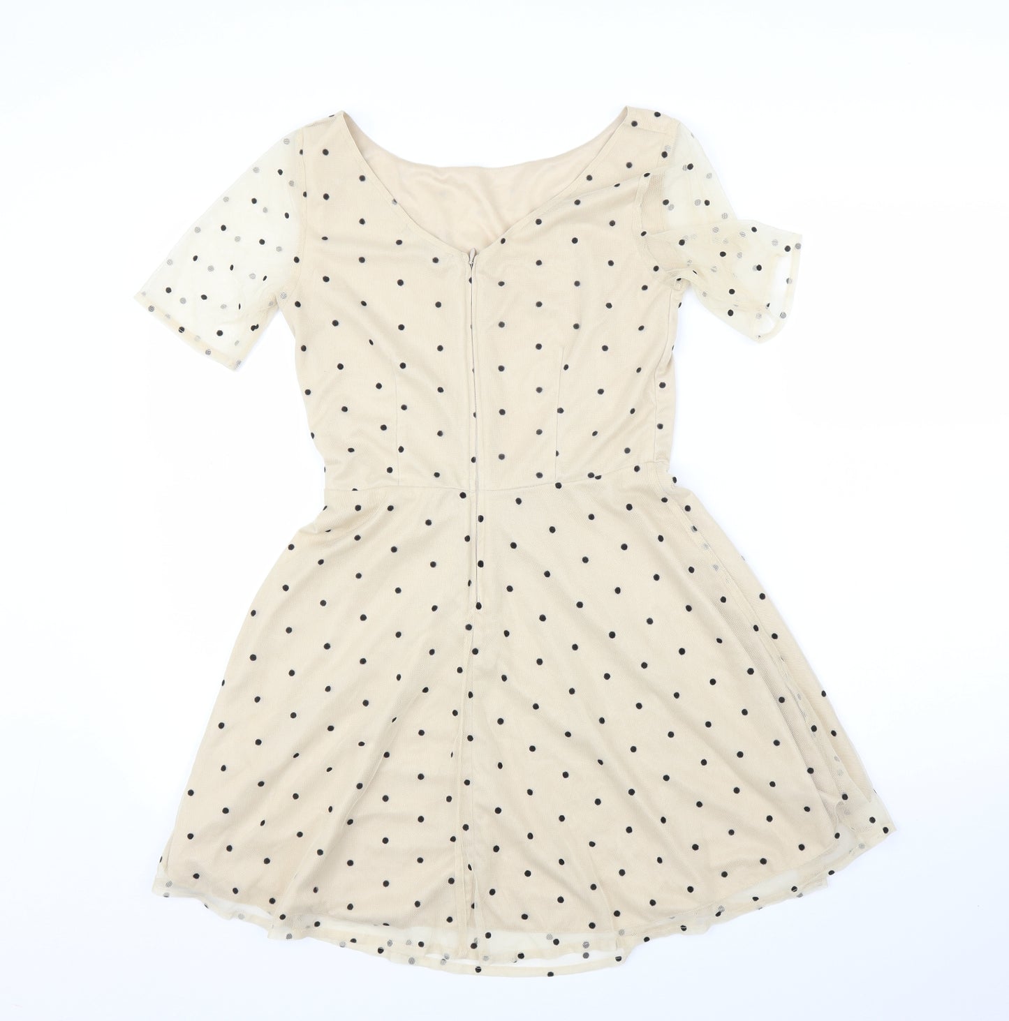 TFNC Womens Beige Polka Dot  A-Line  Size S