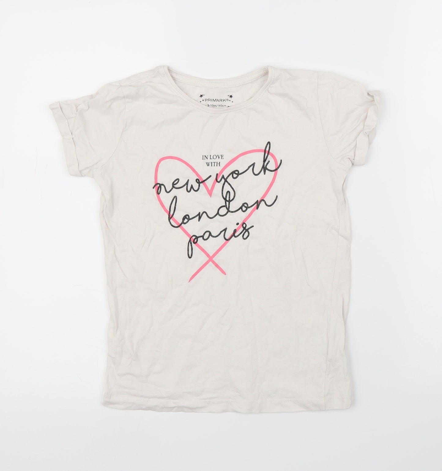 Primark Girls White   Basic T-Shirt Size 9-10 Years
