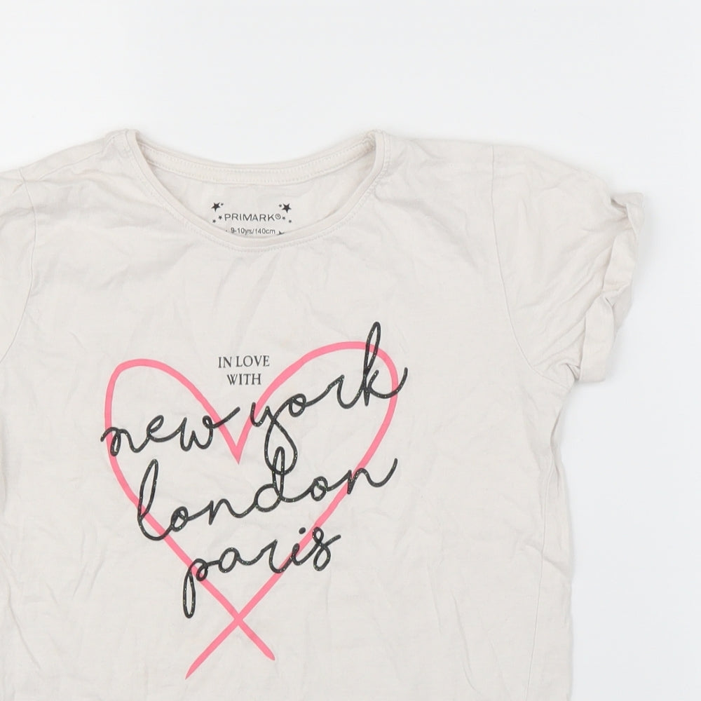 Primark Girls White   Basic T-Shirt Size 9-10 Years