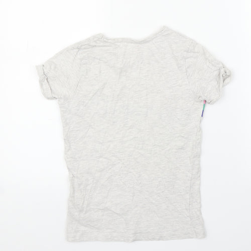 Primark Girls Grey   Basic T-Shirt Size 9-10 Years  - Rainbow