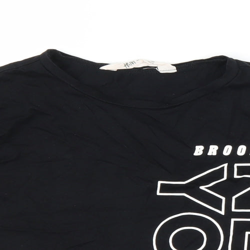 H&M Girls Black   Cropped T-Shirt Size 9 Years