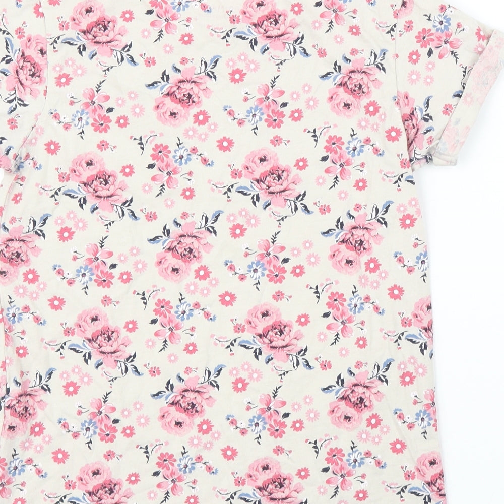Primark Girls Beige Floral  Basic T-Shirt Size 9-10 Years