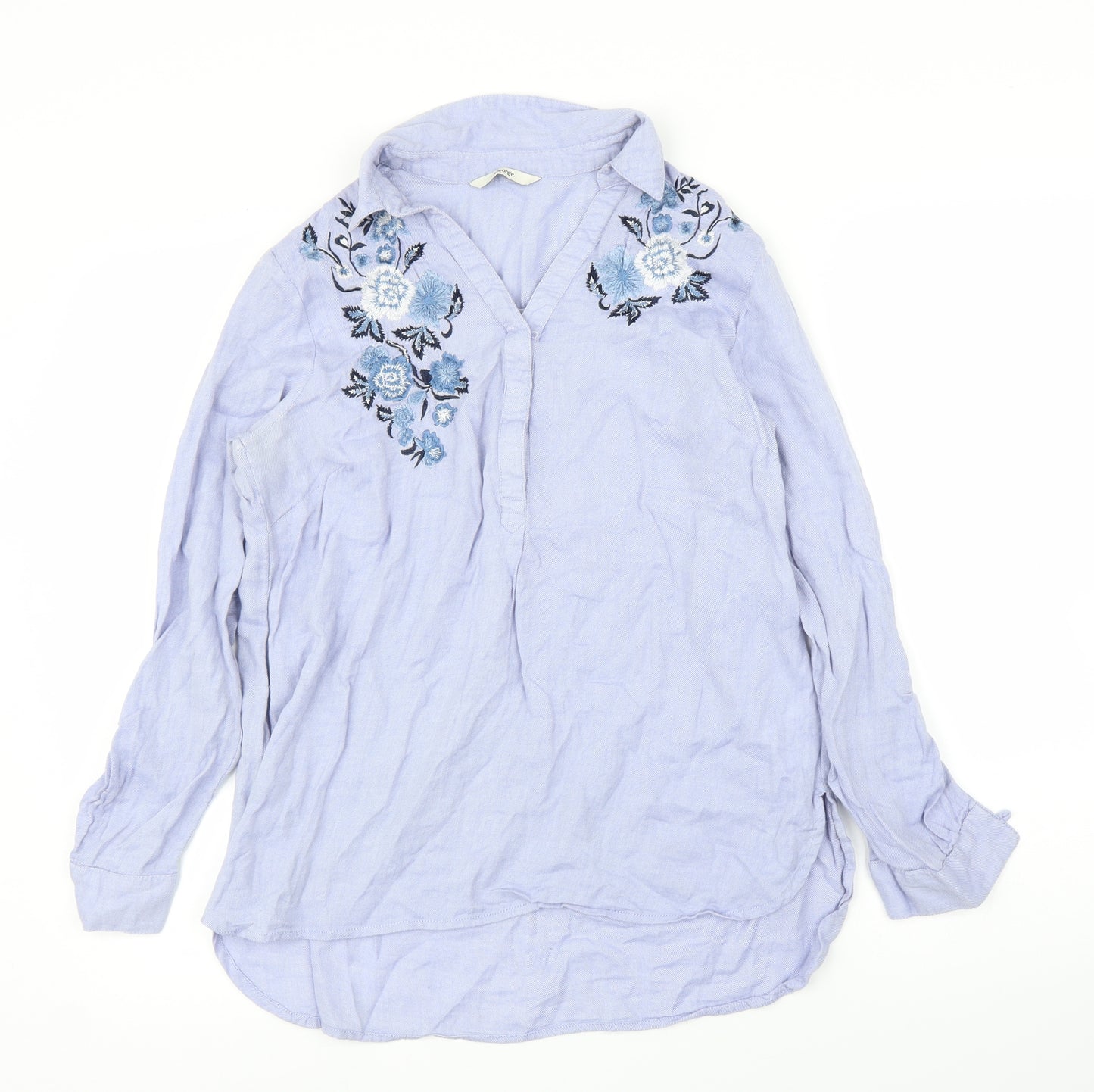 George Womens Blue Floral  Tunic Blouse Size 12