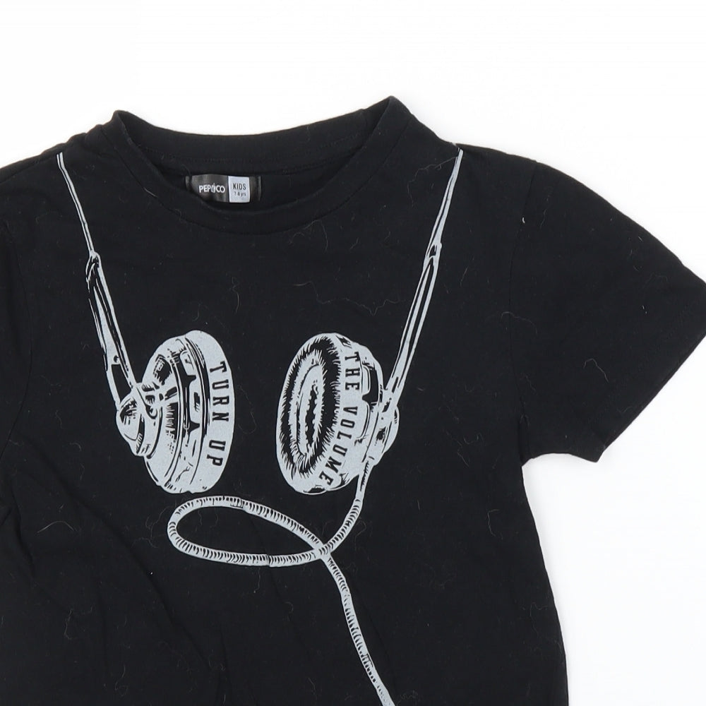 Pep&Co Boys Black   Basic T-Shirt Size 6-7 Years