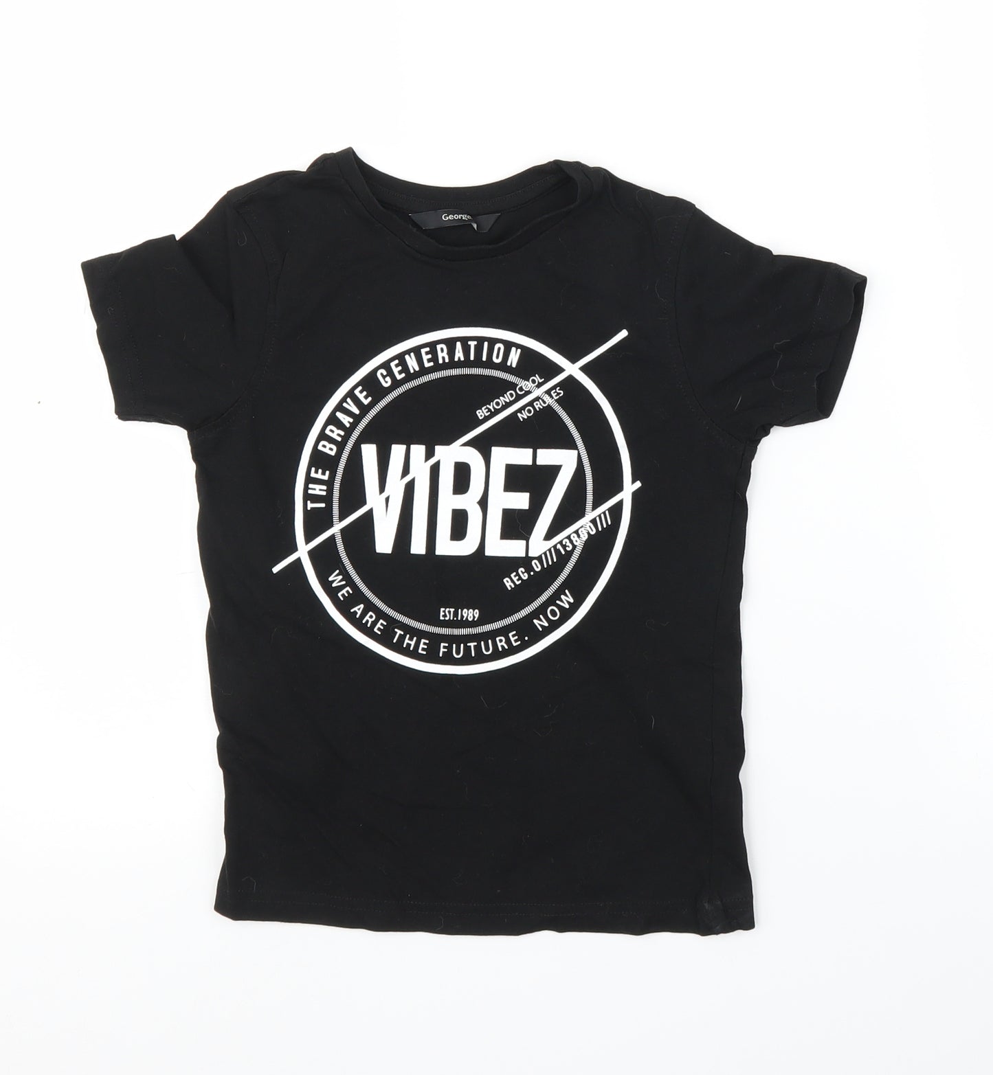 George Boys Black   Basic T-Shirt Size 6-7 Years