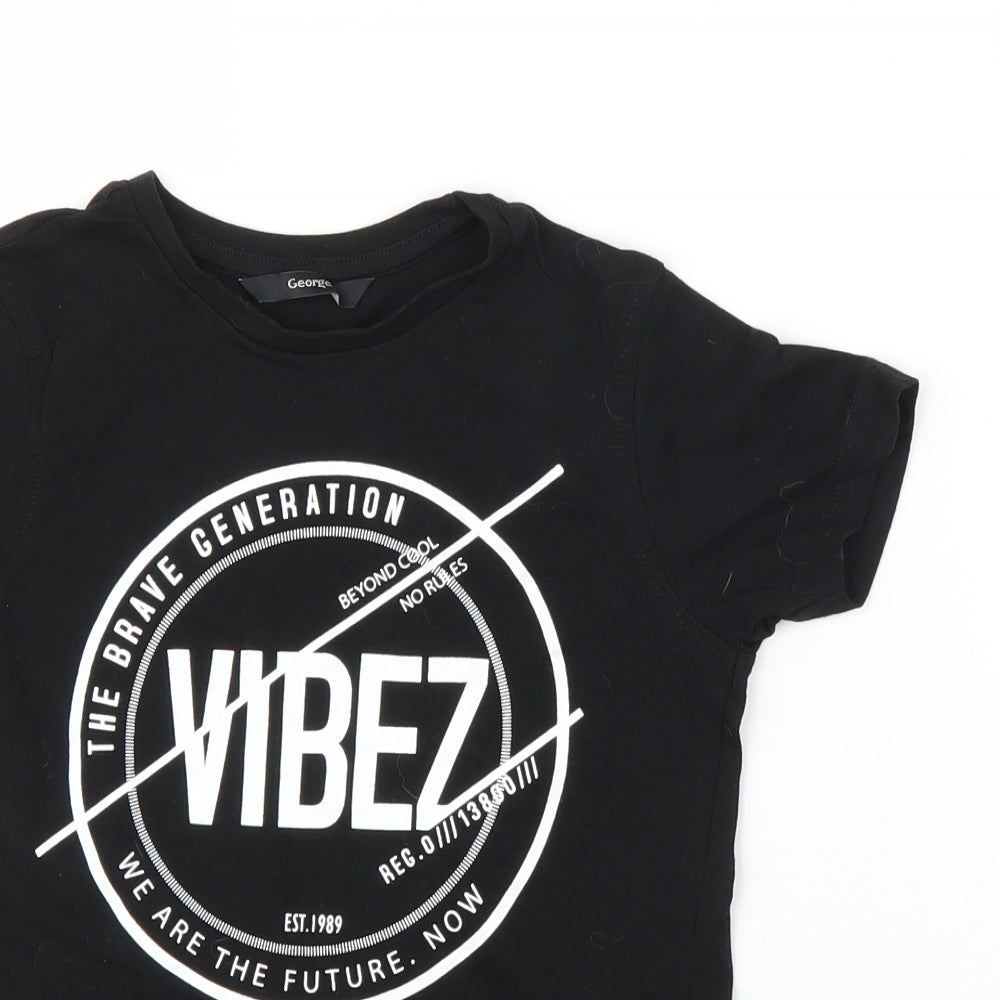 George Boys Black   Basic T-Shirt Size 6-7 Years