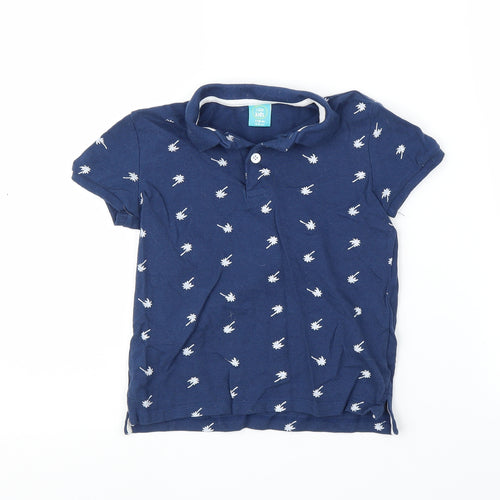 Little Kids Boys Blue   Basic Polo Size 5-6 Years  - Palm trees