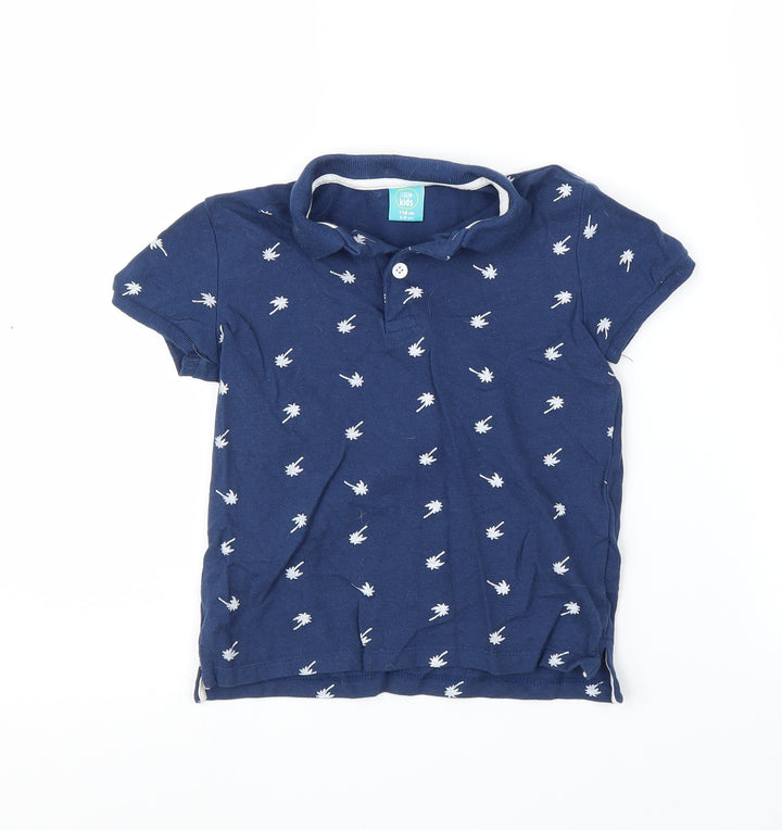 Little Kids Boys Blue Basic Polo Size 5-6 Years - Palm trees